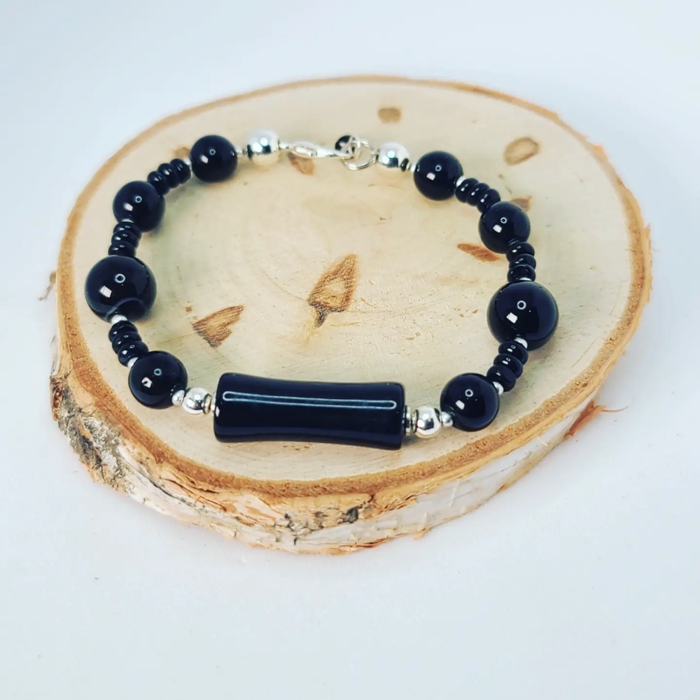 Black Agate clasp bracelet